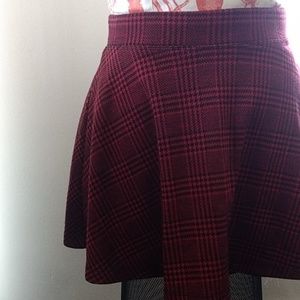 Red plaid a-line mini skater skirt